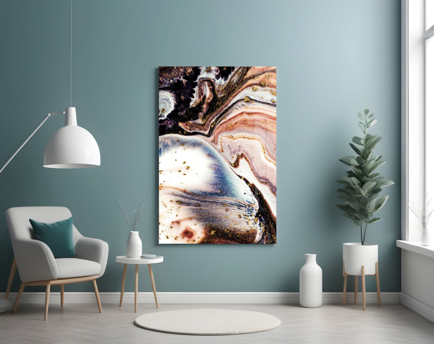 Purple and Peach Geode Marble Glass Wall Art
