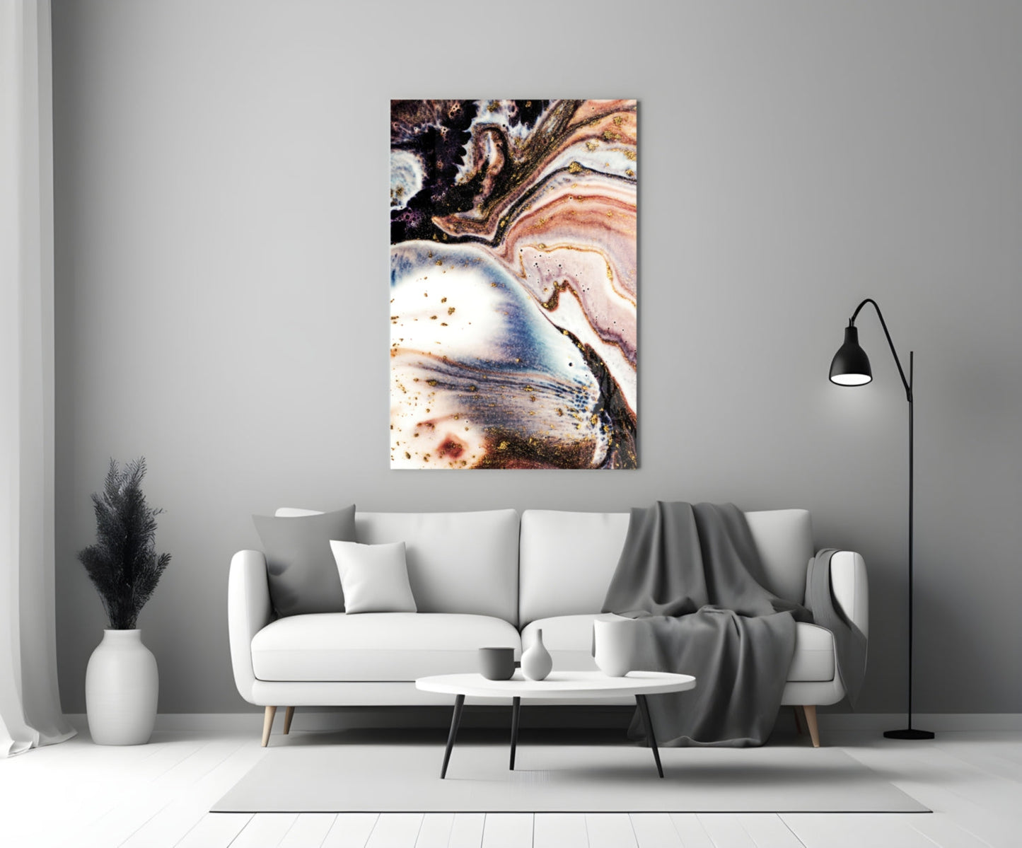 Purple and Peach Geode Marble Glass Wall Art