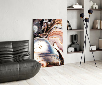 Purple and Peach Geode Marble Glass Wall Art