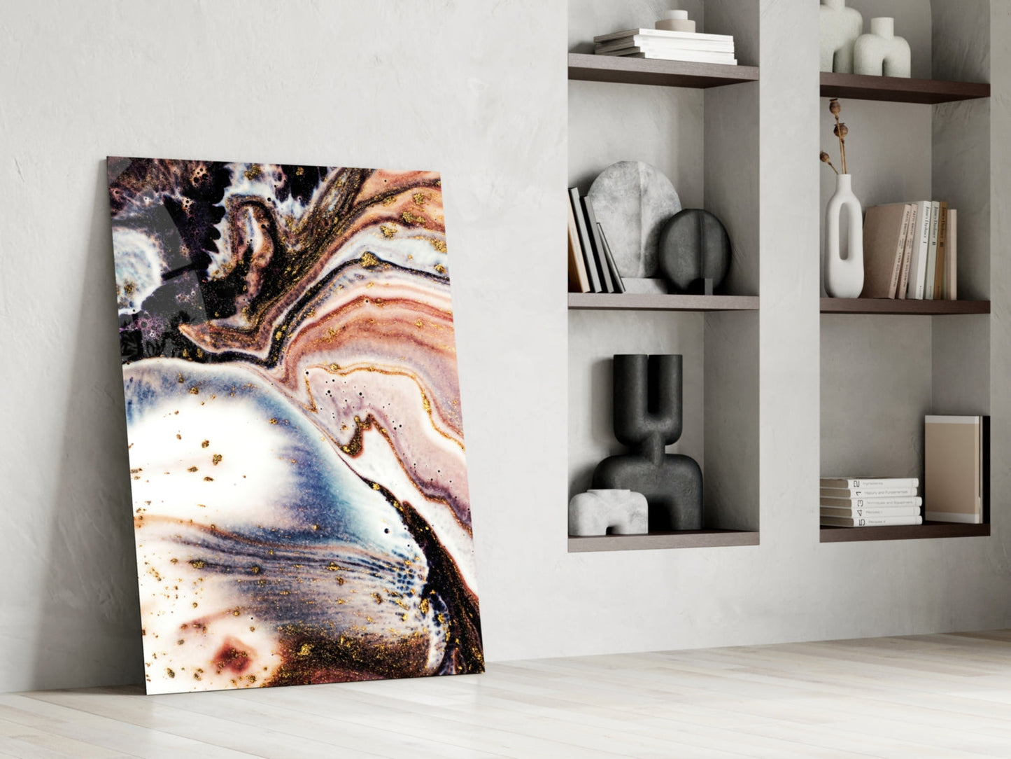 Purple and Peach Geode Marble Glass Wall Art