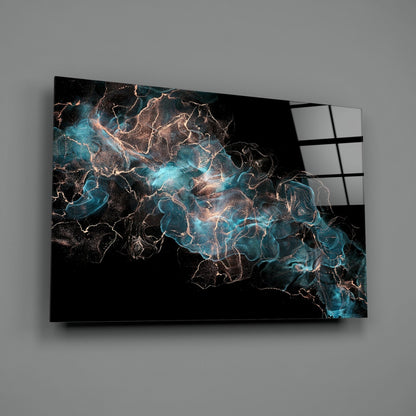 Teal Copper Energy Flow Glass Wall Art