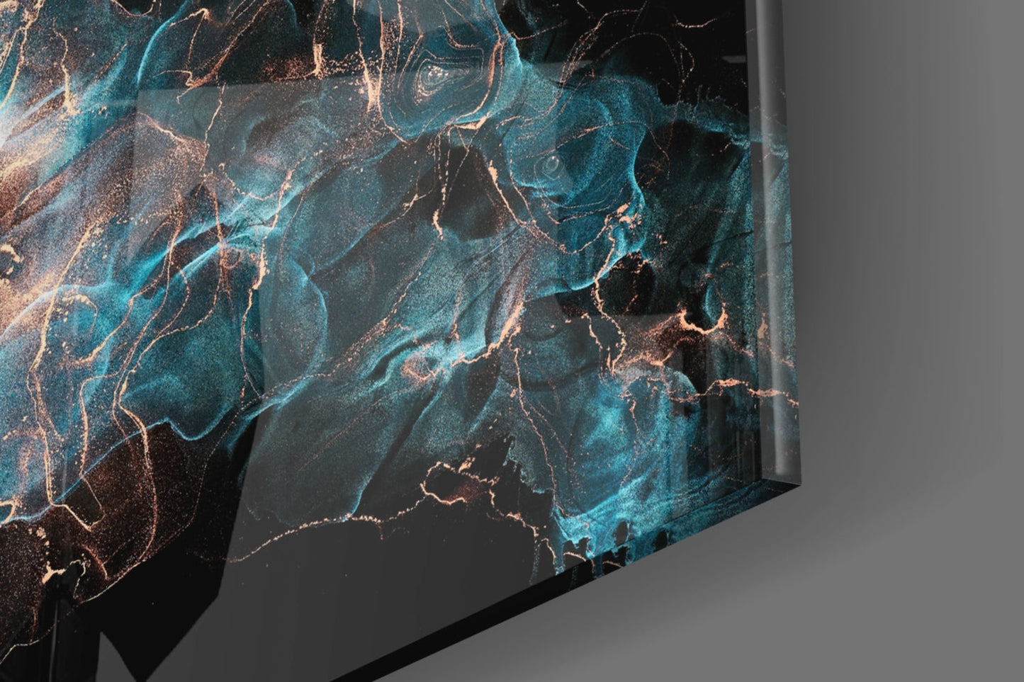 Teal Copper Energy Flow Glass Wall Art
