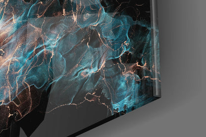 Teal Copper Energy Flow Glass Wall Art