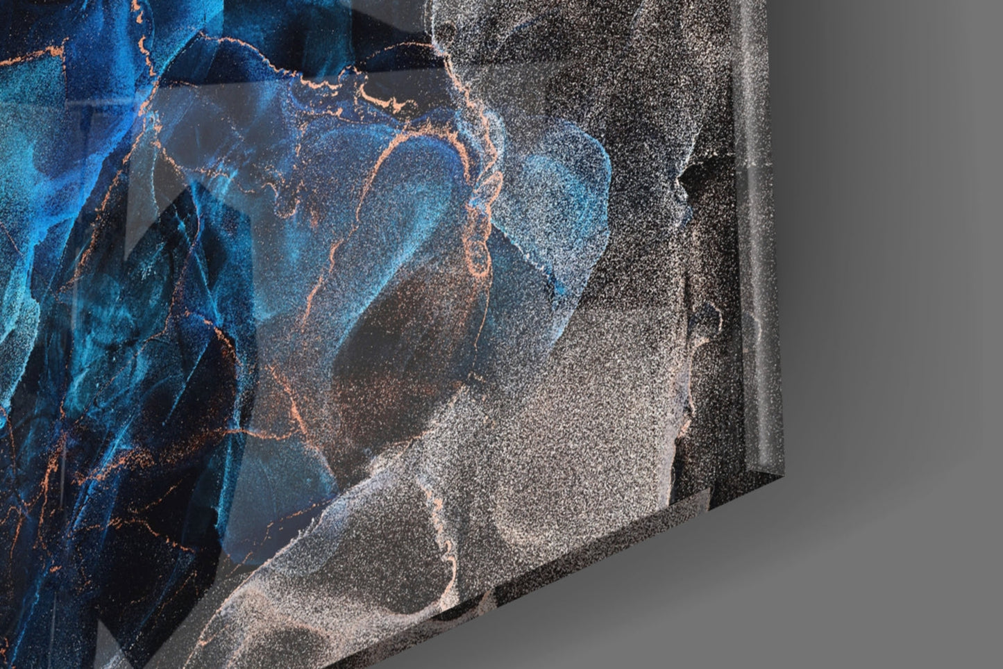 Sapphire Blue Ink Flow Glass Wall Art