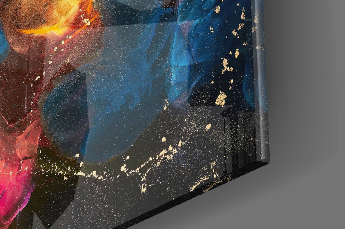 Vibrant Rainbow Ink Marble Glass Wall Art