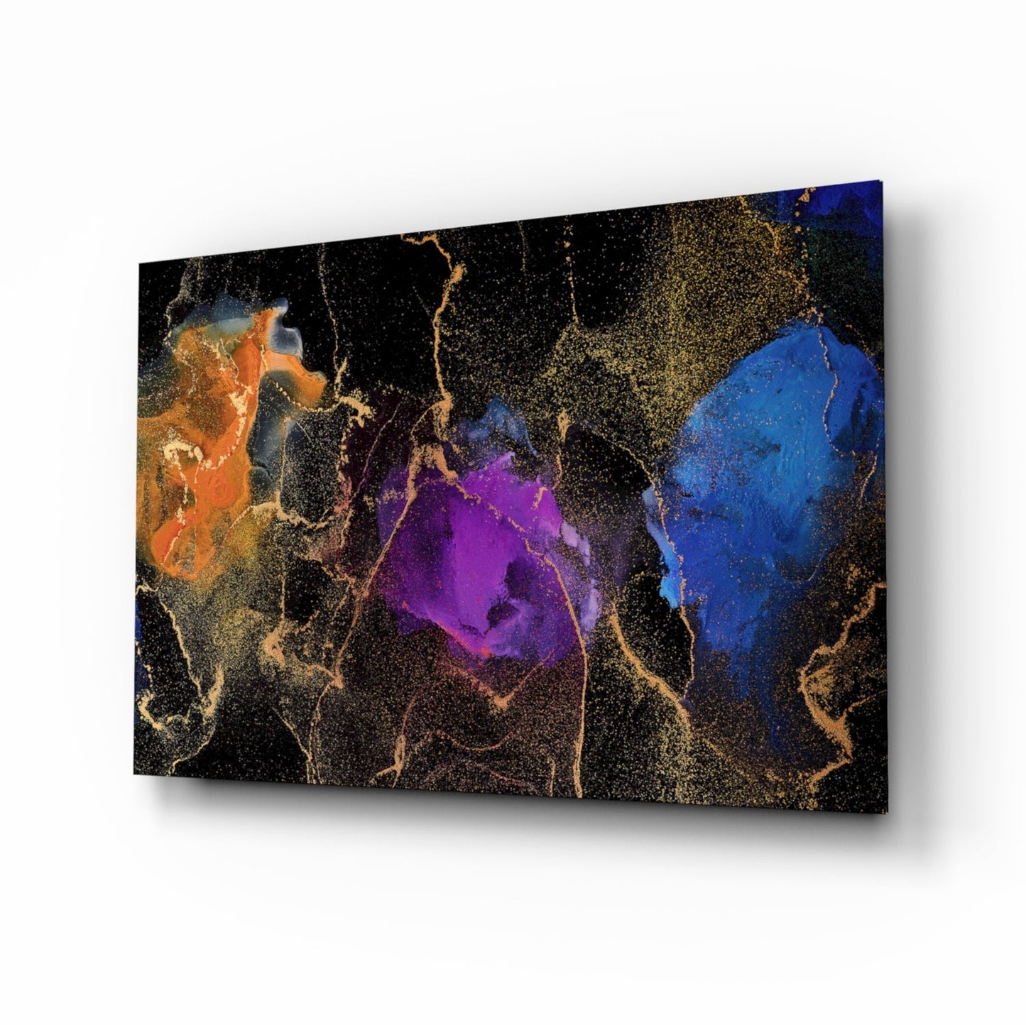 Amber Violet Ink Marble Glass Wall Art