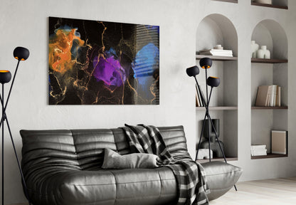 Amber Violet Ink Marble Glass Wall Art