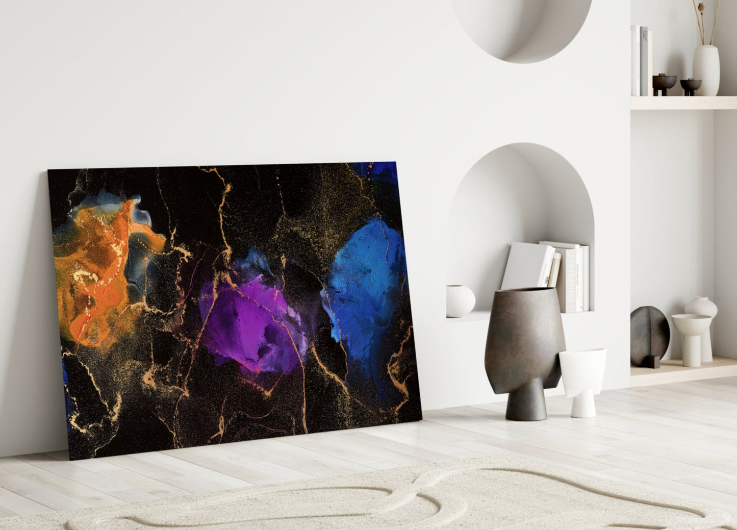 Amber Violet Ink Marble Glass Wall Art