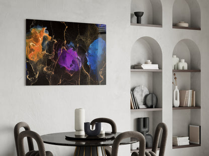 Amber Violet Ink Marble Glass Wall Art