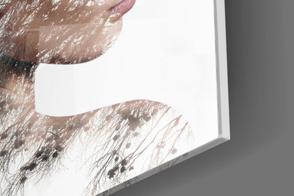 Soft Neutral Windswept Branches Portrait Glass Wall Art
