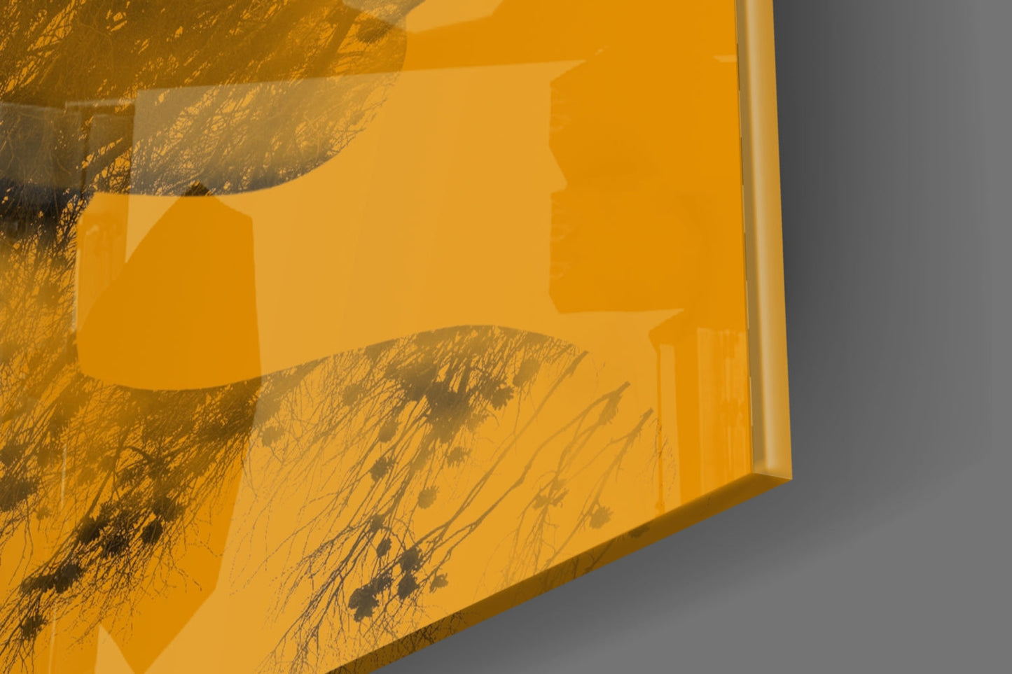 Amber Double Exposure Woman And Bird Glass Wall Art