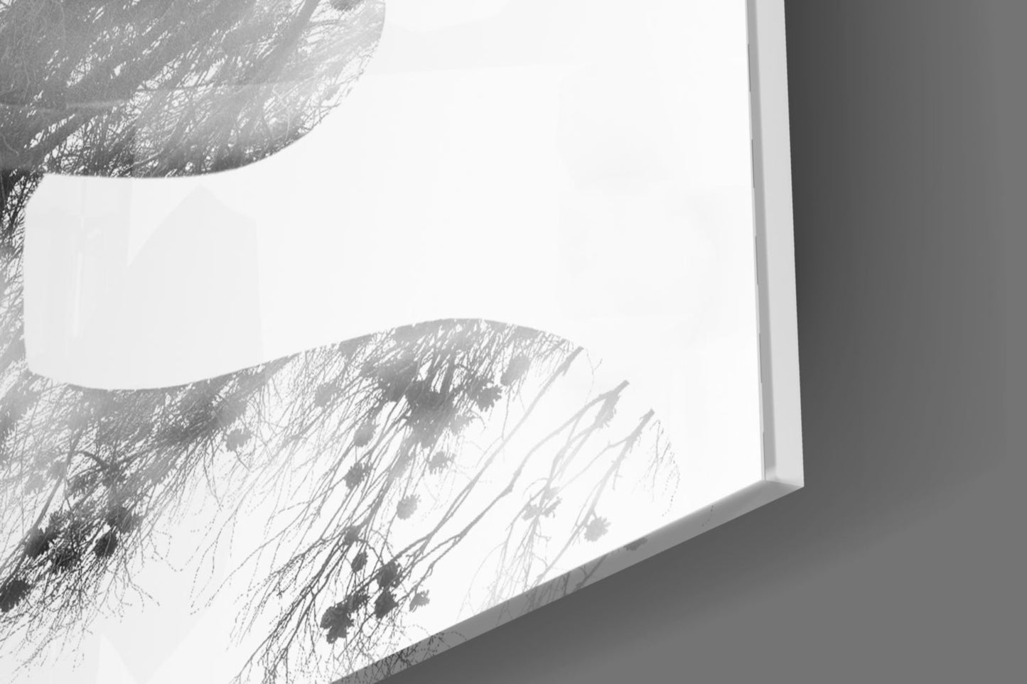 Black And White Tree Branch Woman Profile Glass Wall Art