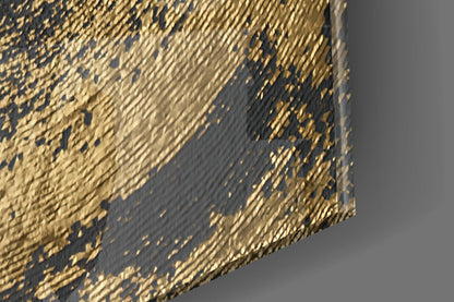 Black Gold Swirl Vortex Glass Wall Art