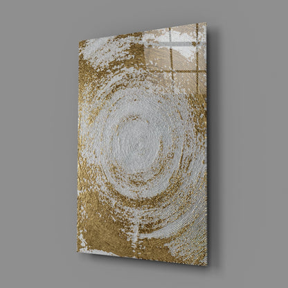 Silver Gold Spiral Vortex Glass Wall Art