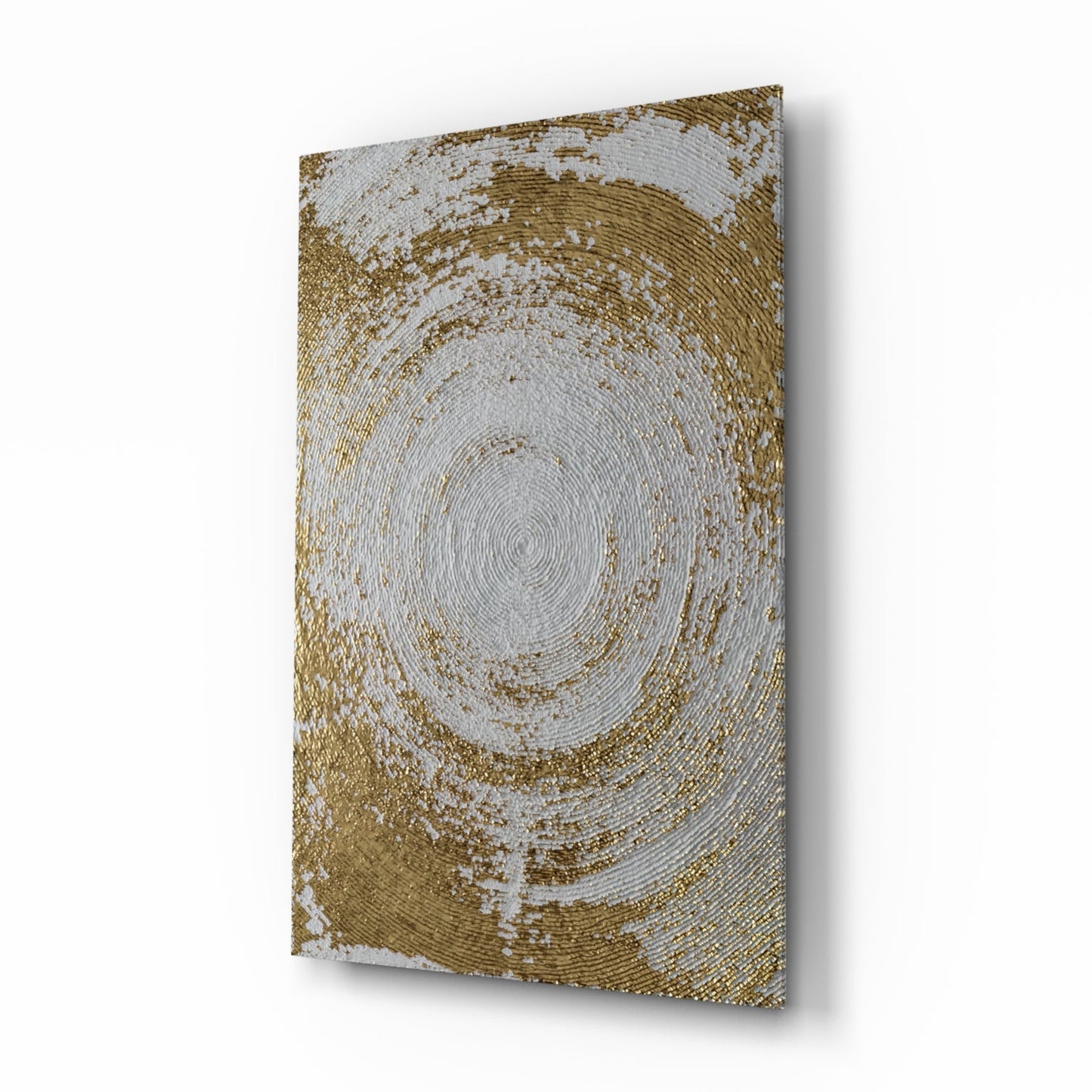 Silver Gold Spiral Vortex Glass Wall Art