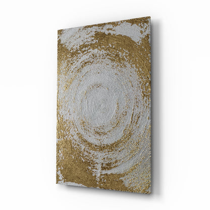 Silver Gold Spiral Vortex Glass Wall Art
