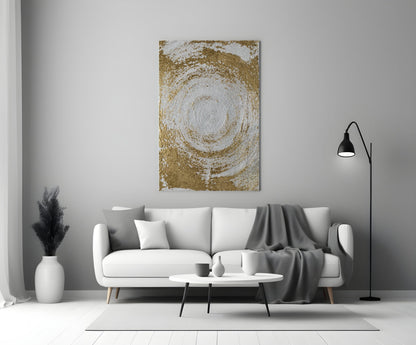 Silver Gold Spiral Vortex Glass Wall Art
