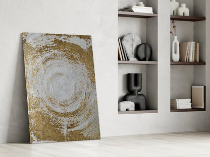 Silver Gold Spiral Vortex Glass Wall Art