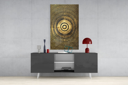 Black Gold Radiant Circle Glass Wall Art