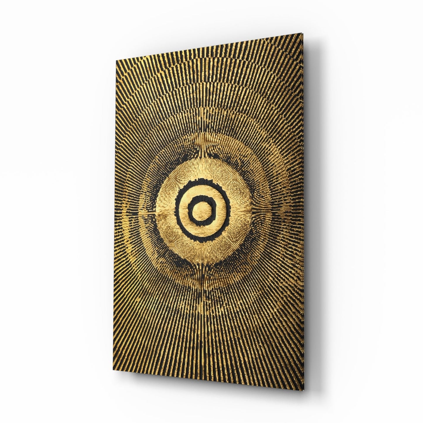 Black Gold Radiant Circle Glass Wall Art