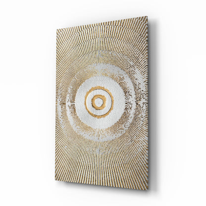 Golden Sunburst Rings Glass Wall Art