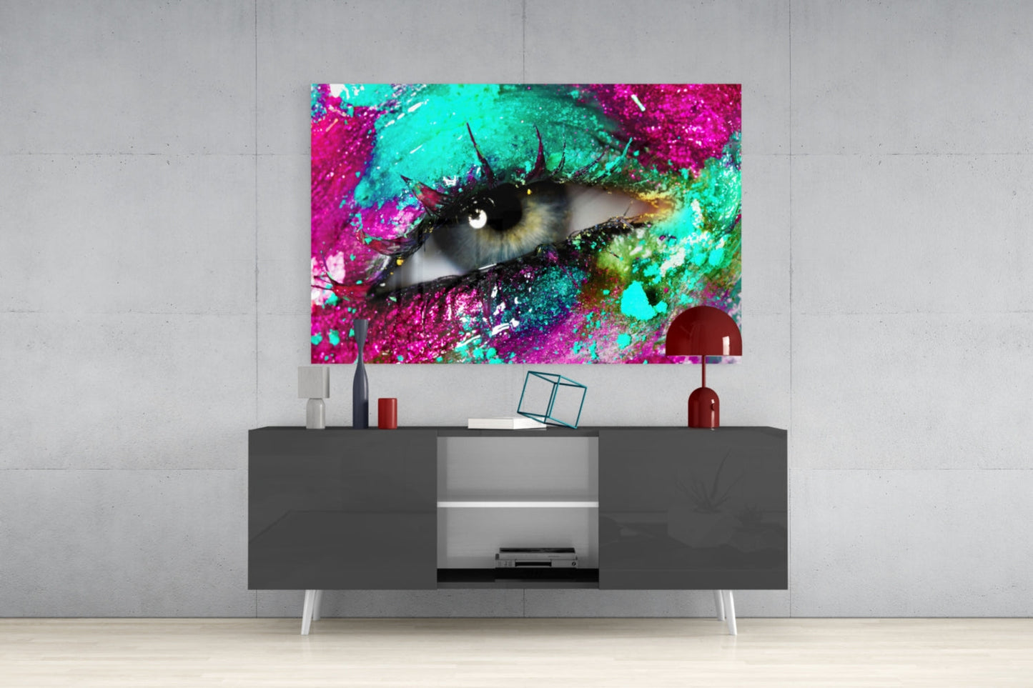 Turquoise Magenta Splash Eye Glass Wall Art