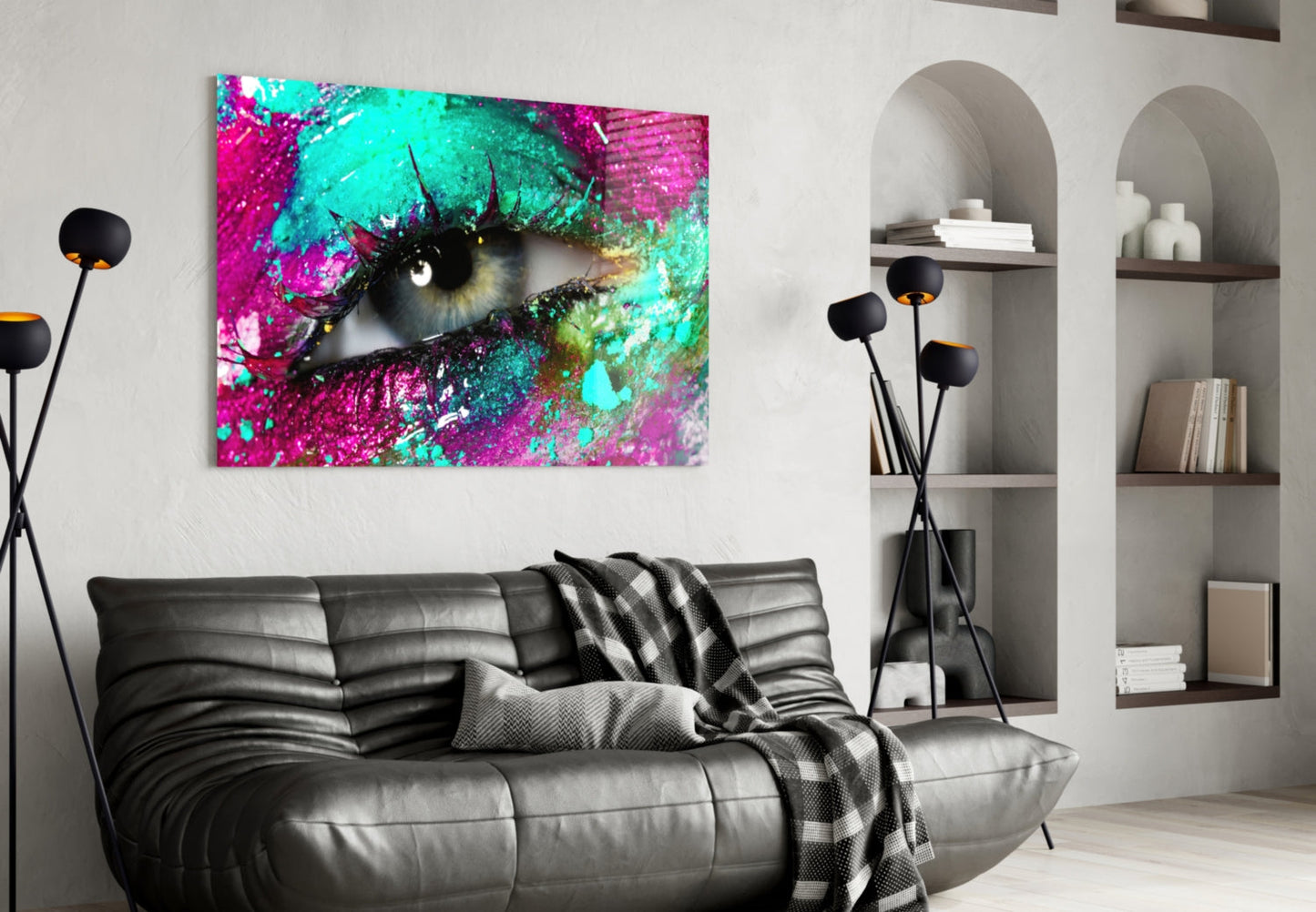 Turquoise Magenta Splash Eye Glass Wall Art