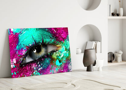 Turquoise Magenta Splash Eye Glass Wall Art