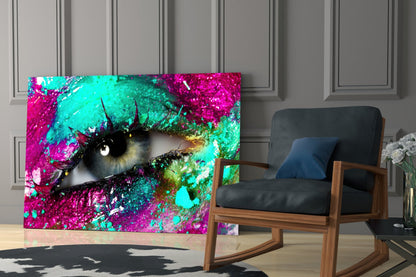 Turquoise Magenta Splash Eye Glass Wall Art