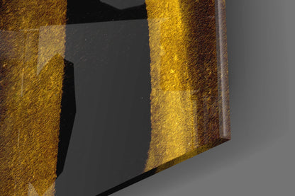 Yellow And Brown Vertical Streaks Glass Wall Art