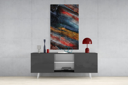 Fiery Mineral Streak Marble Glass Wall Art