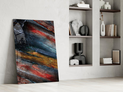 Fiery Mineral Streak Marble Glass Wall Art