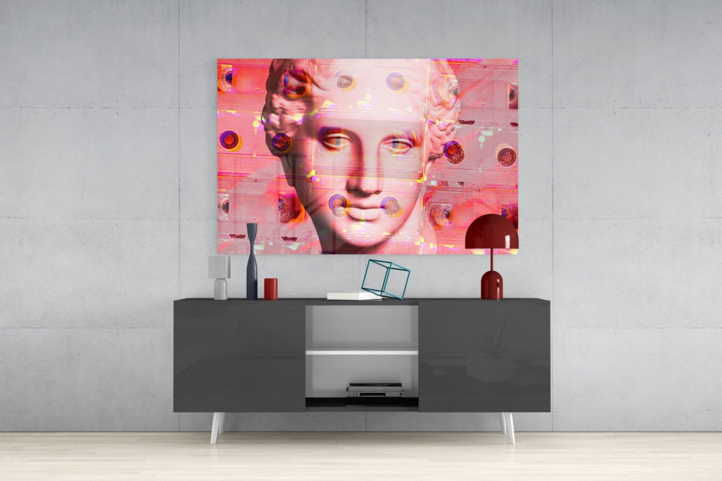 Pink Vaporwave Venus Glass Wall Art