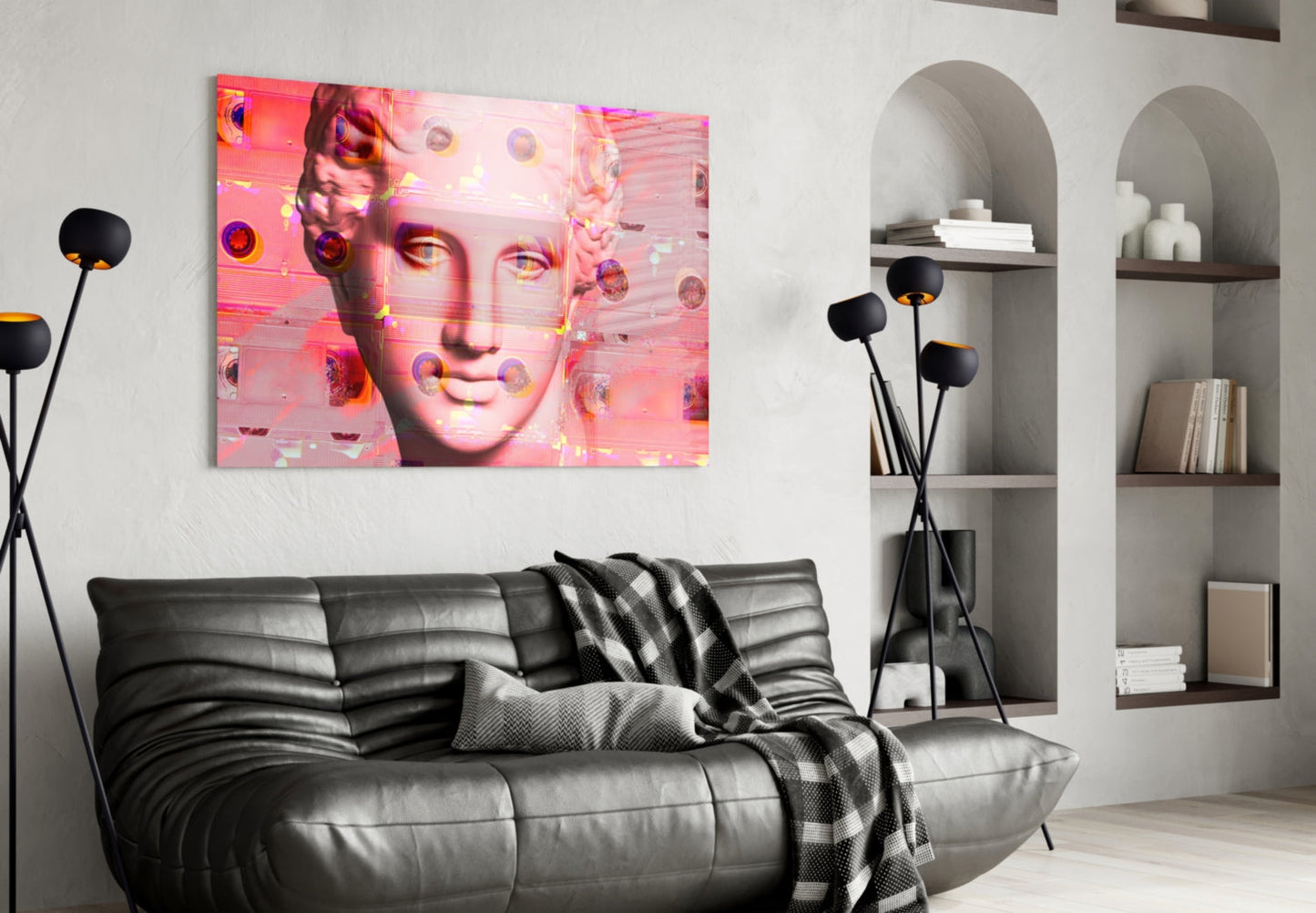 Pink Vaporwave Venus Glass Wall Art