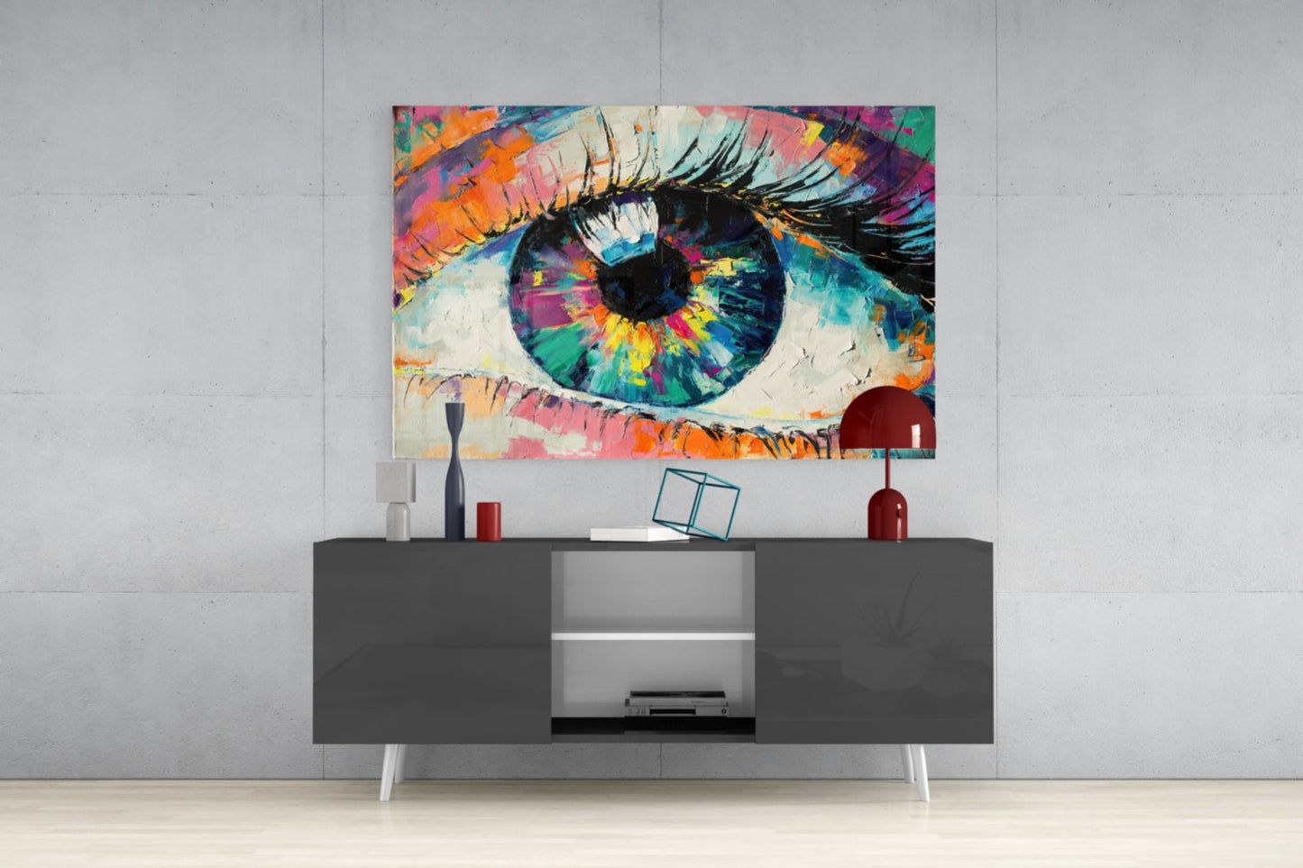 Palette Knife Painted Colorful Eye Glass Wall Art