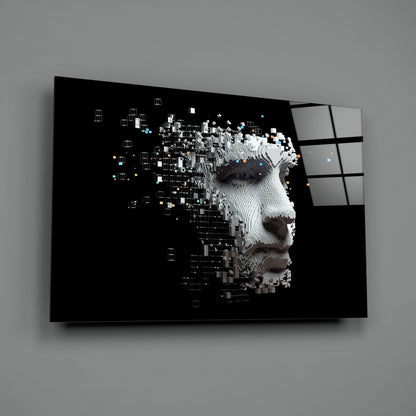 Pixel Dispersing Face Profile Glass Wall Art