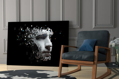 Pixel Dispersing Face Profile Glass Wall Art