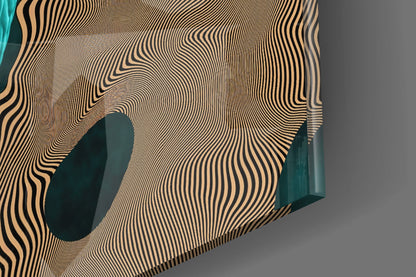 Teal Face Tan Waves Glass Wall Art