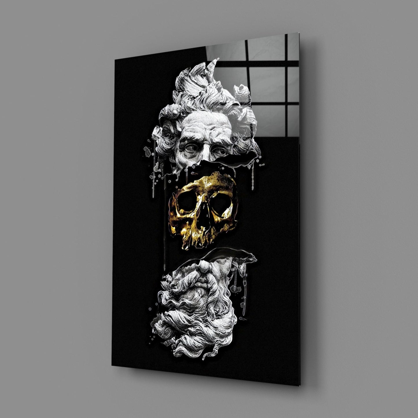 Marble Bust With Gold Skull Glass Wall Art