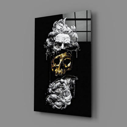 Marble Bust With Gold Skull Glass Wall Art
