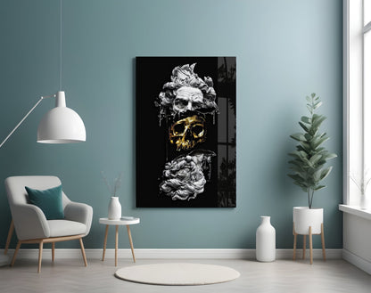 Marble Bust With Gold Skull Glass Wall Art