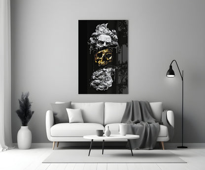 Marble Bust With Gold Skull Glass Wall Art