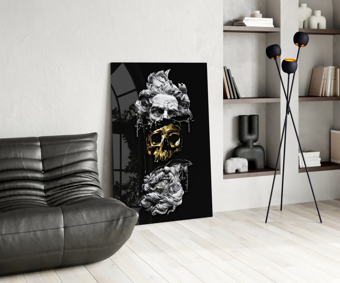 Marble Bust With Gold Skull Glass Wall Art