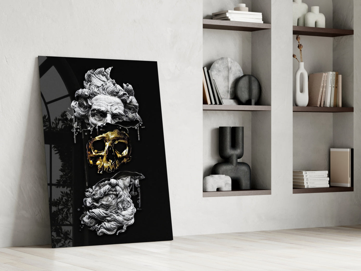 Marble Bust With Gold Skull Glass Wall Art