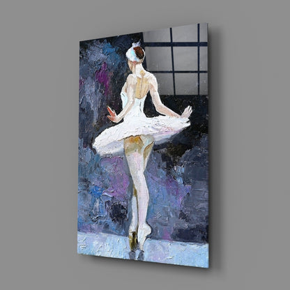 Palette Knife White Tutu Ballerina Glass Wall Art