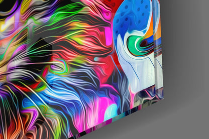 Psychedelic Pop Art Cat Glass Wall Art