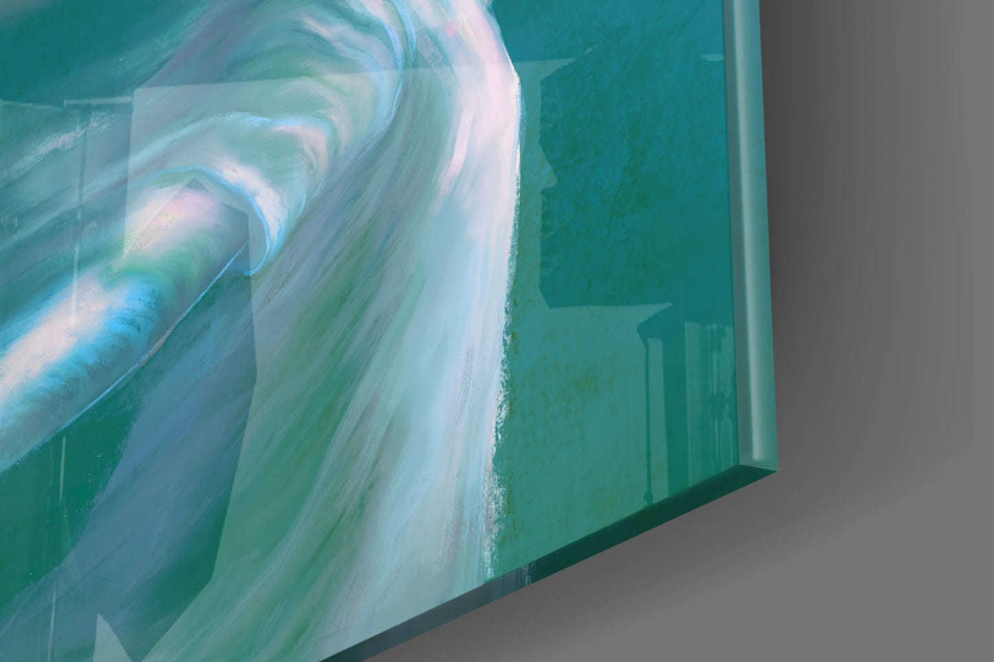 Cloud Head Figure Reaching Hand Teal Glass Wall Art