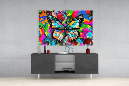 Graffiti Pop Art Butterfly Glass Wall Art