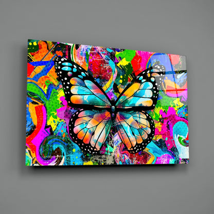 Graffiti Pop Art Butterfly Glass Wall Art