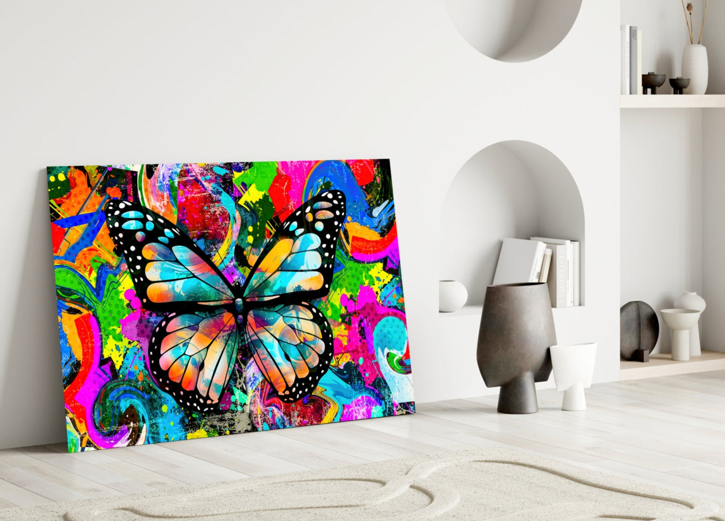 Graffiti Pop Art Butterfly Glass Wall Art